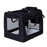 lionto Hundetransportbox Hundetasche Hundebox Faltbare Kleintiertasche, (XL) 82x58x58 cm schwarz